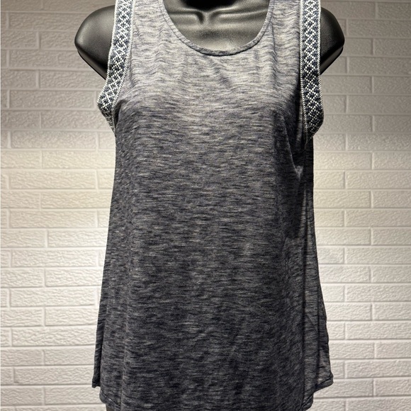 W5 Charcoal Tank Top with Patterned Straps - Picture 1 of 3